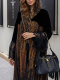 2026 Dubai Wholesale Custom Luxury Leopard Print Lace Abaya Hijab Set for Women Open Muslim Dress Elegant Style