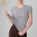 Women's Slim-Fit Sportswear Seamless Neck Yoga Top Short Sleeves Breathable Fitness Gear for Running Recyclable