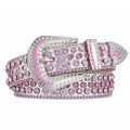 Ready to Ship Women's 1.5 Inch Wide Crystal Bling Rhinestone Studded Belt Vintage Style Luxury Cowboy Western Style Alloy Buckle