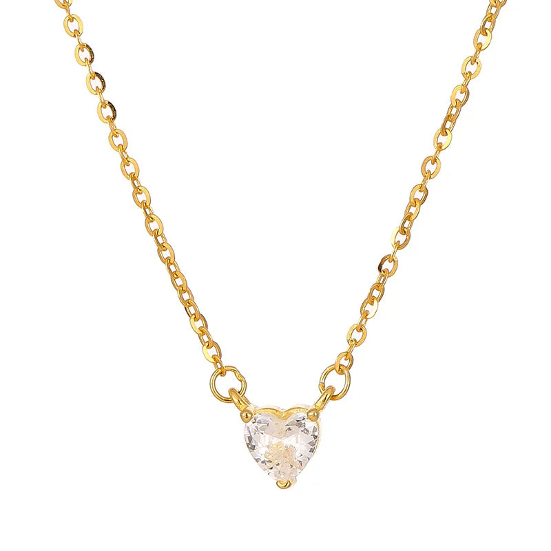 Fashion 925 Silver Jewelry Wholesale 925 Sterling Silver Necklaces Heart Diamond Gold Plated Necklaces Women Valentine's Day