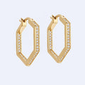 LOZRUNVE 2023 Fashion Delicate Diamond Hexagon Hoop Earring for Women