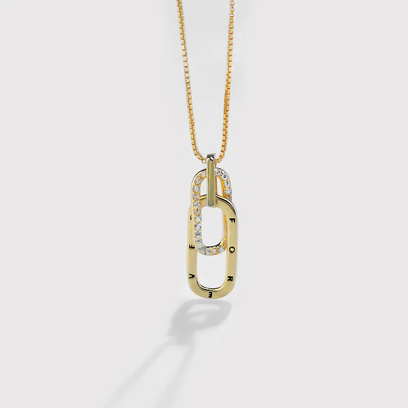 Daidan 925 Sterling Silver Necklace Chain Doublering  Oval Interlocking Paperclip Necklace