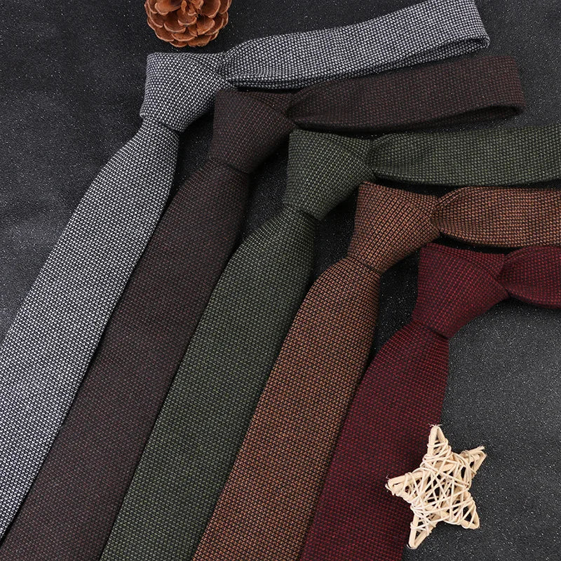 Men's Retro 6cm Cotton Tie Solid Color Simple Design for Business and Daily Casual Wear