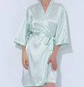 FUNG Hot Sale Solid Color Glossy Dressing Gown Bathrobe Woman Spring and Autumn Mid-length Cardigan Bridal Bridesmaid Morning Go