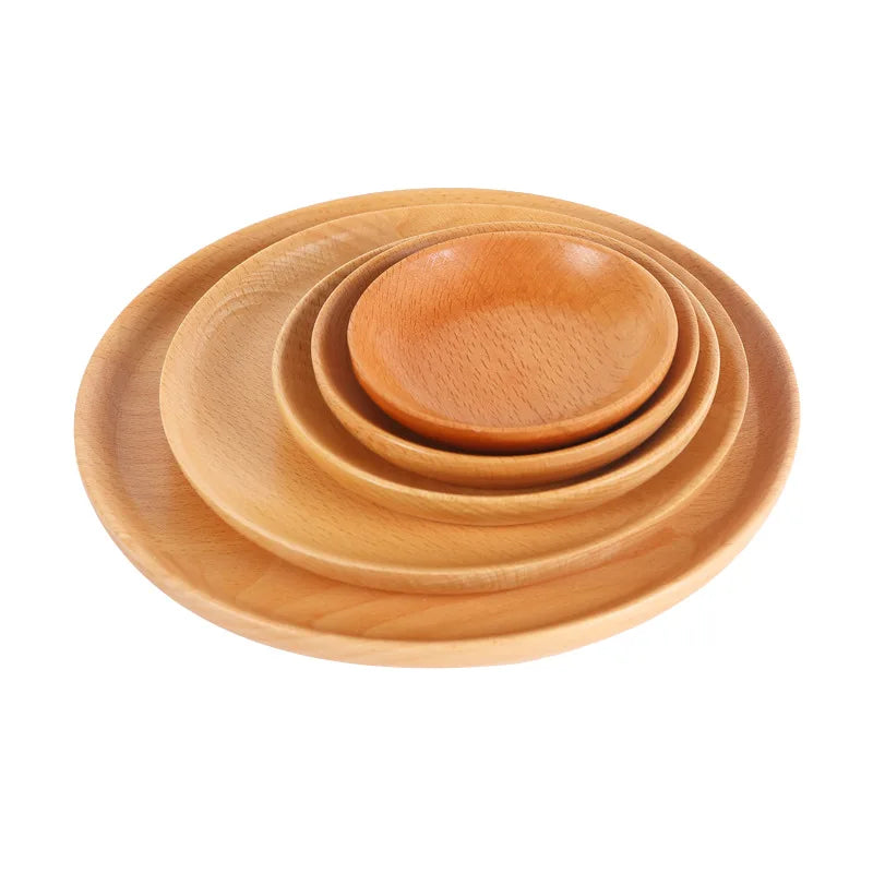 Wholesale Creative Japanese Serving Trays Eco-friendly Wood Snack Fruit Plate Wooden Tableware
