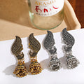 Indian Jhumka Peacock Earrings Gold Silver Gypsy Jewelry Retro Ethnic Antique Beads Drop Bells Tassel Earrings Women Bohemian