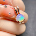 Fashion Custom Natural Opal Long Pendant Necklace Silver Gold Plated & Rhodium Plated Certified Gift
