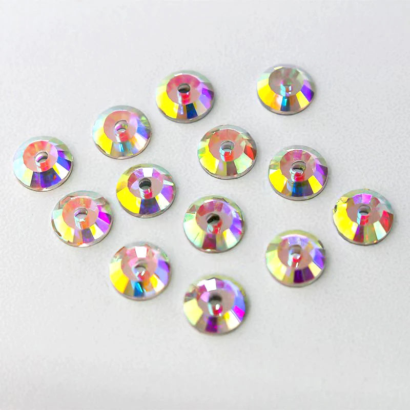 Best Quality Bulk 6A Rhinestone Middle Hole Flat Back Crystal Strass  Rhinestone Glass  Single Hole  for Garment Bridal Dress