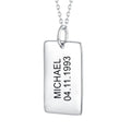 Wholesale DIY Style Rectangular 925 Zodiac Dog Tag Flower Fingerprint Animal Sign Necklace Sterling Silver for Women