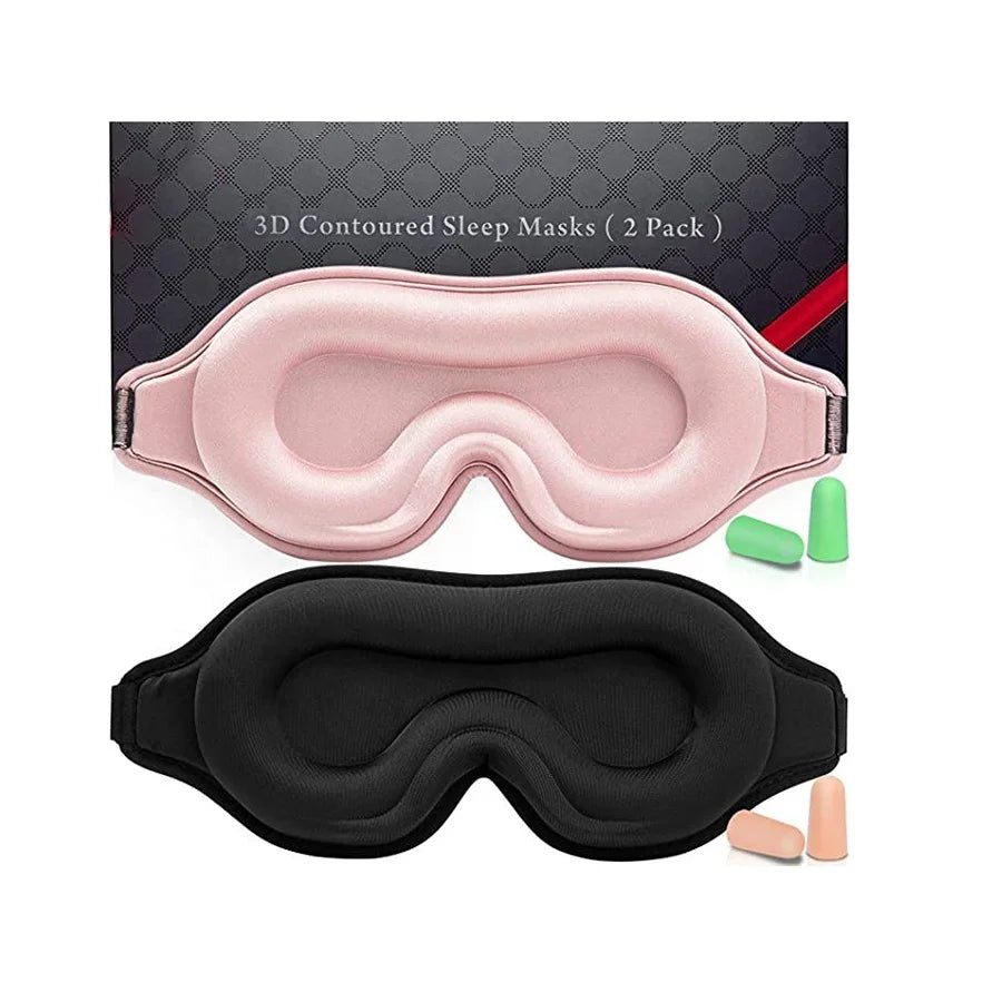 Portable Travel Sports Eye Mask with Elastic Knit Breathable Cotton Lash Super Soft Oversized 3D Hidden Nose Eyeshade for Sleep