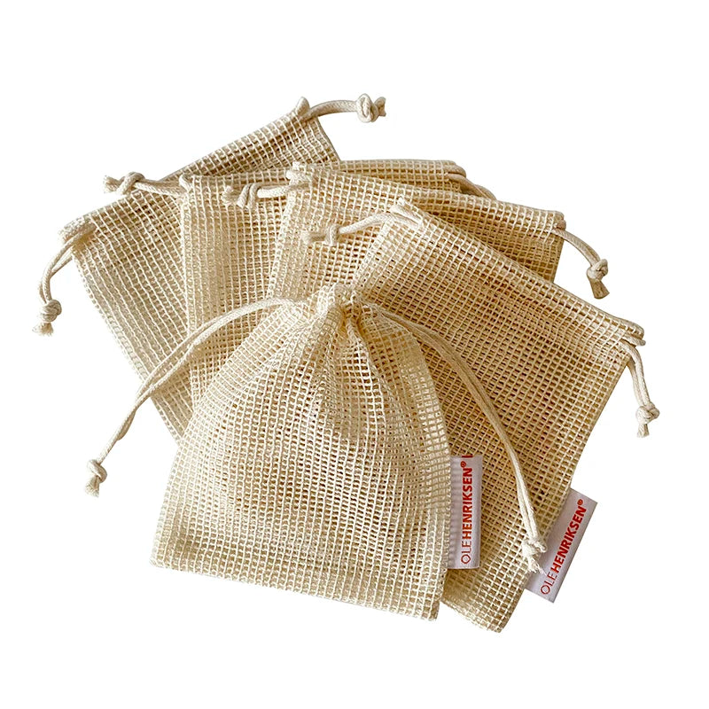 Custom Label Eco Friendly Recyclable Drawstring Cotton Mesh Cosmetic Pad Bags