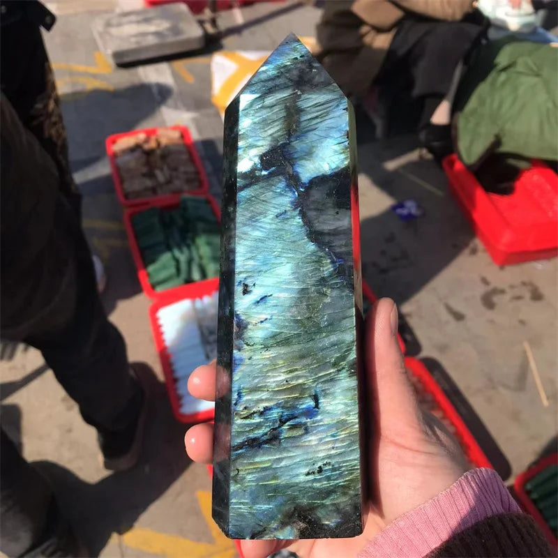 Labradorite Point Tower Wholesale Crystal Tower Quartz Natural Gemstone Polished Tower Customized 7 Chakra Reiki Healing Gift