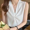 8512# Blouse Femme Summer Sleeveless White Blusas Mujer Blouse Women 2026 V-Neck Chiffon Blouses Shirt Tops Women Shirts