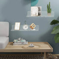 Acrylic Display Small Shelf 5mm Thick Floating Shelves Won't Fall-Off for Bedroom Living Room Bathroom -2Pack (Clear)