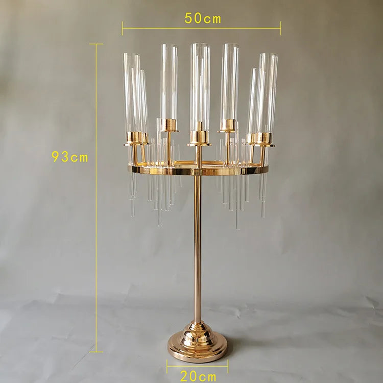 Nine-Head Pendant Unique Gold Metal Chandelier Wedding Decorative Candle Holder Lanterns & Jars for Home Decoration