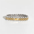 13mm High End  Adjustable  Trendy Bold 18k PVD  Gold  Plated 2 Tones Chunky Band Stainless Steel Bracelet