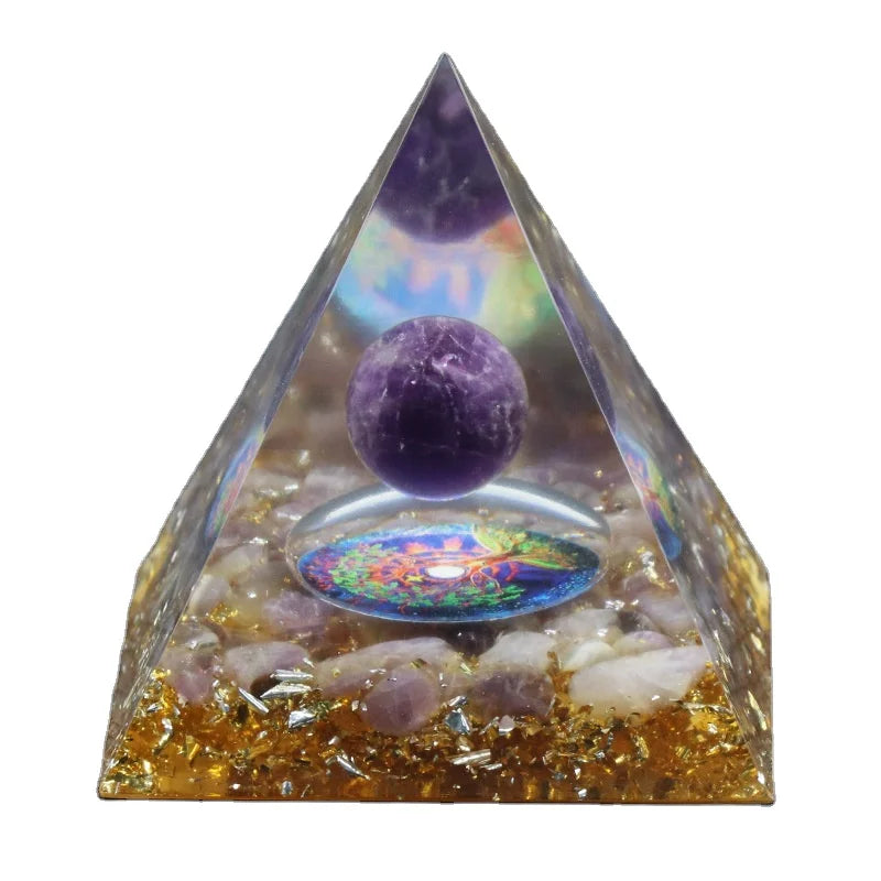 Wholesale Sri Yantra Pyramid Orgone Carved Crystal Orgonite Quartz Point Copper Stone Cube Block Shape Decorative Gift Souvenir