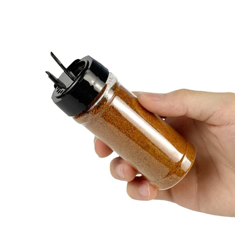 Wholesale Transparent Salt Pepper Containers Plastic Spice Jar 100ml 250ml for Seasoning Products With Double Side Open Lid