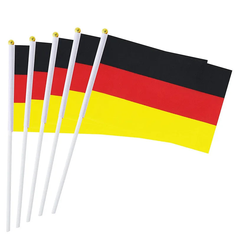 Wholesale Germany Mini Hand Polyester Fan Flags Hand Stick Flags Customizable World Flag Hand Held