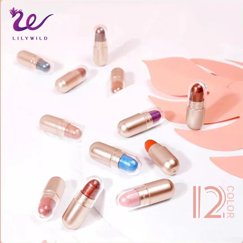 Colorful Sequins Eyeshadow Stick Pen Makeup Set Smoky Eye Shadow Pencil Crayon Waterproof Long-Lasting Eyeshadow Sticks