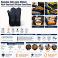 Customized Logo Reusable Extra Long Silicone Oven Glove OEM ODM Heat Resistant Kitchen Mitt Wholesale