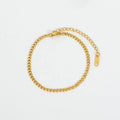 3mm Minimal Classic Gold Curb Link Bracelet Chic Dainty 18K Gold Plated Stainless Steel Cuban Chain Bracelet
