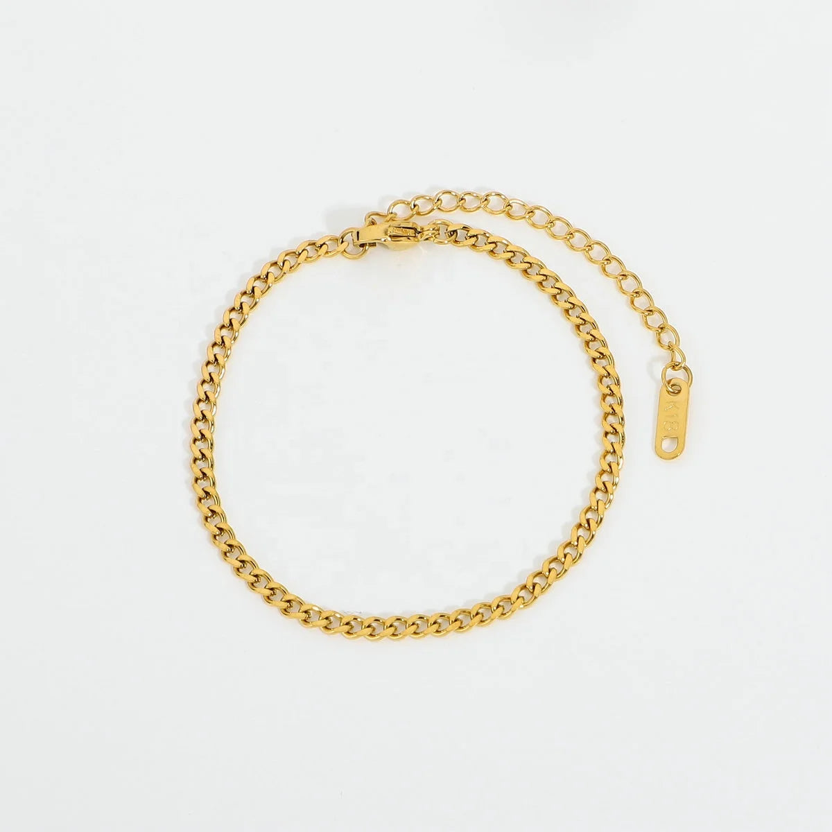 3mm Minimal Classic Gold Curb Link Bracelet Chic Dainty 18K Gold Plated Stainless Steel Cuban Chain Bracelet