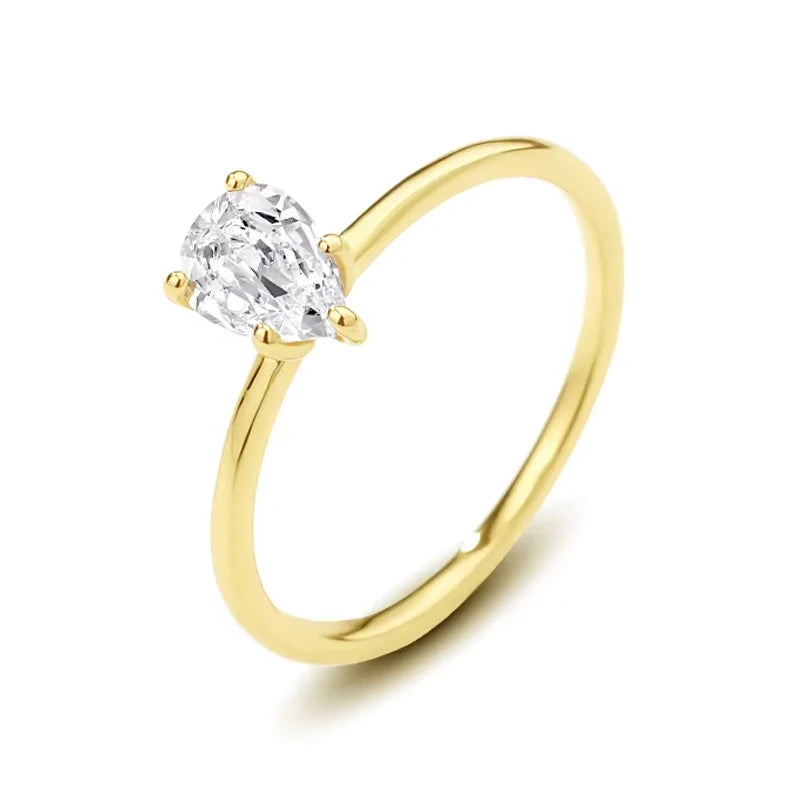925 Sterling Silver Designer Fashion Jewelry 18K Gold Plated Five Prongs Set Diamonds Ring for Girl Women