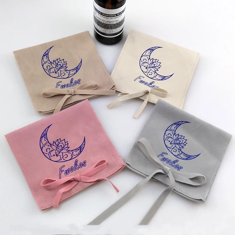 Colorful Personalized Suede Jewelry Bags Custom logo Velvet Jewellery Display Packaging Gift Pouch Bag