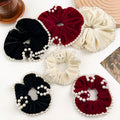 New Super Velvet Hair Tie French Elegant Pearl Hair Scrunchies