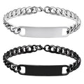 Casual Sporty Geometric Bracelets 18K Gold Plated Silver Blank ID Plate Stainless Steel Cuban Link Chain Bracelets