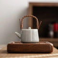 Japanese Style Ice Gray Glaze Dried Stone Loop-handled Pot Small Ceramic Teapot Single Teapot Kung Fu Tea Set Tea Making Device