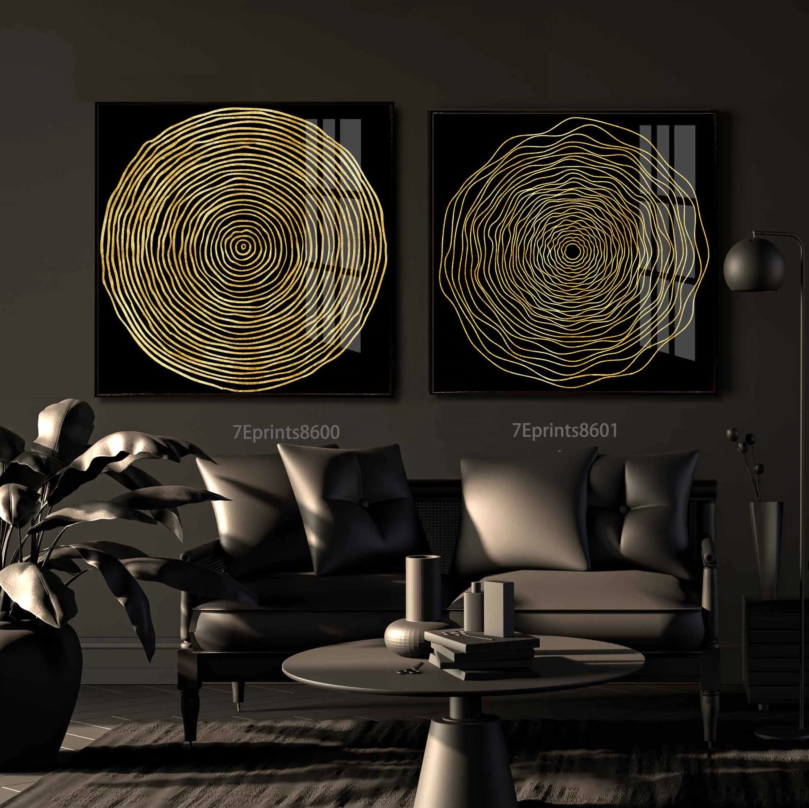 Golden Round Art Crystal Porcelain Abstract Decorative Wall Painting for Home Decor Hotel