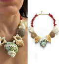 Summer Beach Hot Selling Colored Natural Stone Beads Chain Shell Pendant Handmade Beaded Necklace for Women Vacation Jewelry