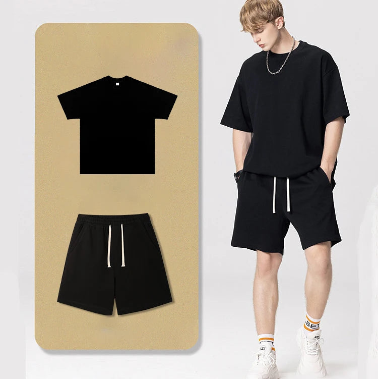 ESH-001-1 French Terry 380 Gsm Shorts Match t Shirt Sets Heavy Weight Jorts Biker Cotton Shorts for Men