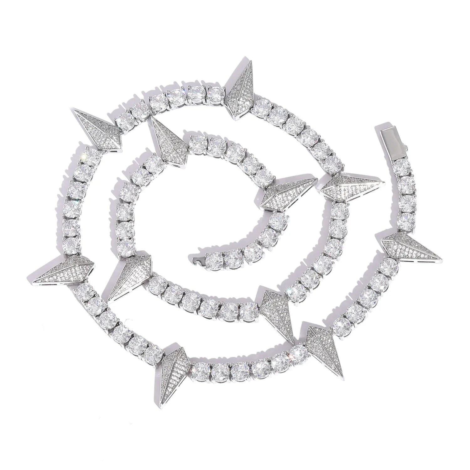 Hip Hop Men's Necklace 3D Stereo Brass Silver Plated Enamel Luminous Zircon Link Chain Geometric Daily Wear