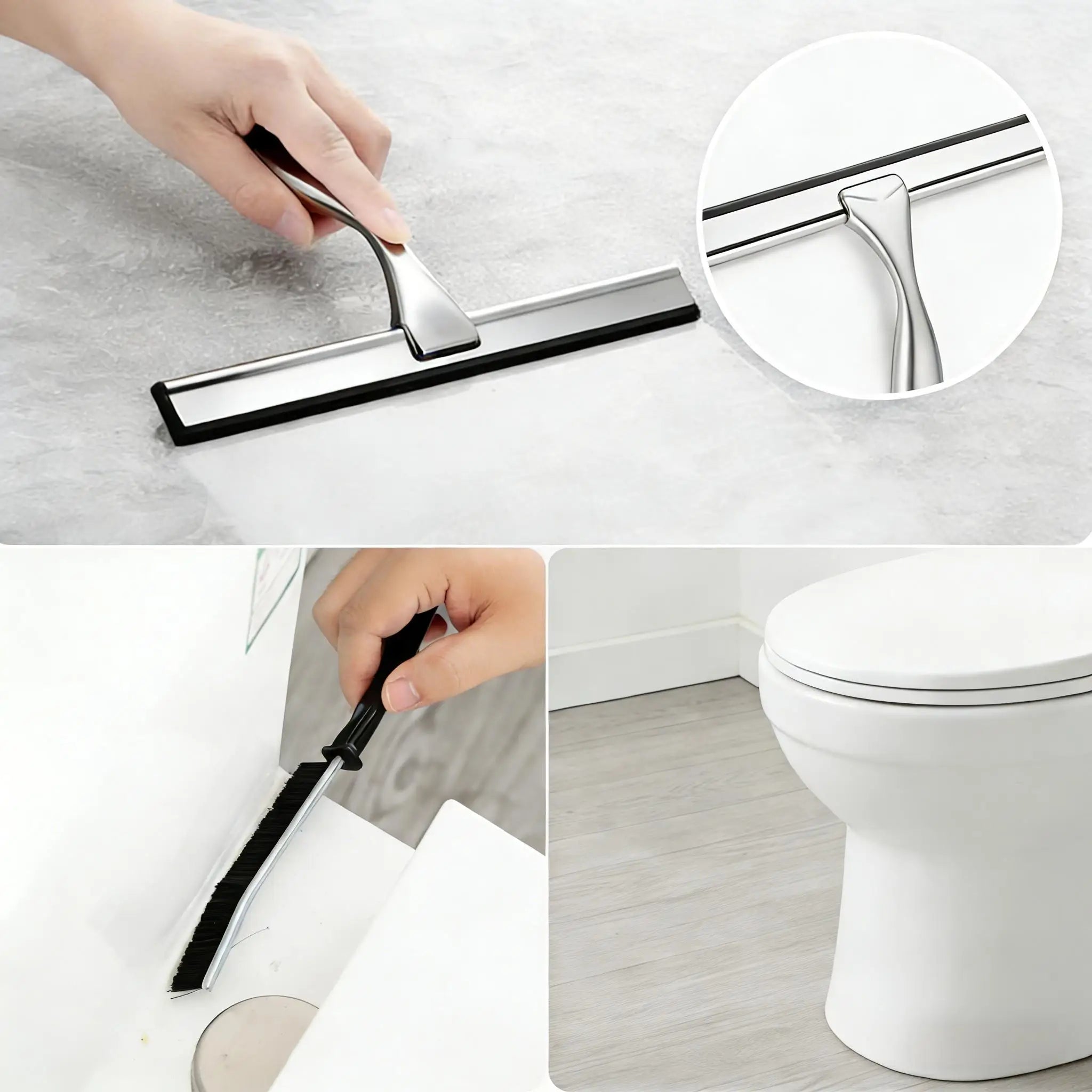 Factory Wholesale Stainless Steel Window Washer Squeegees Household Shower Mirror Squeegee CE Rubber Glass Cleaning Bathroom