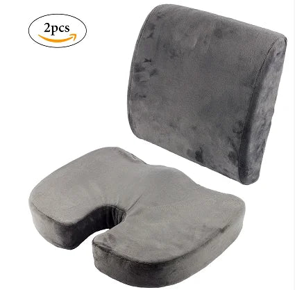 2022 Fast Delivery Hot Sell 2pcs/set Memory Foam Back Cushion & Seat Cushion for Office Chair Car Seat Wheelchair Seat Cushion