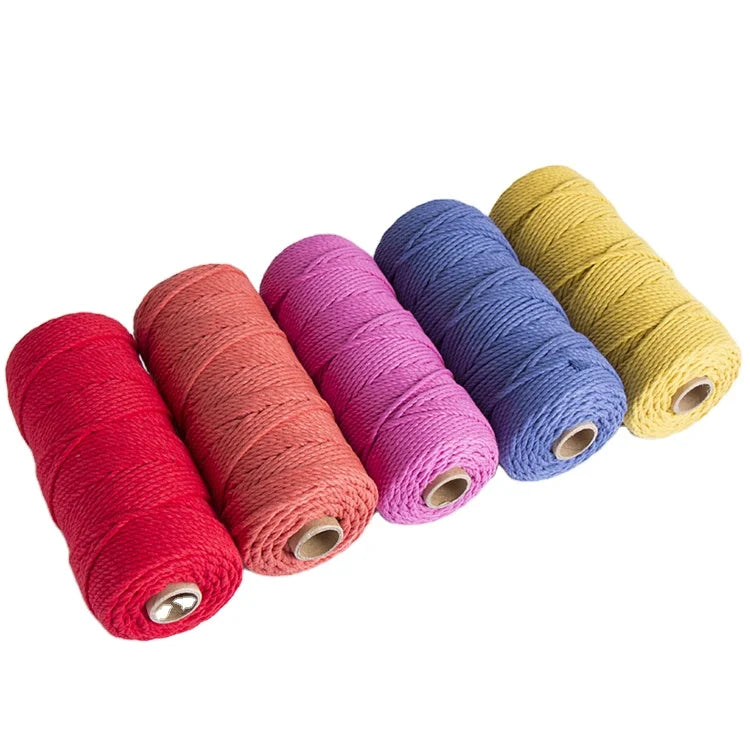Wholesale 3mm 4mm Custom Macrame Cord New Cotton Rope in Braided Finish for DIY Shoes Bags Garments Packaging
