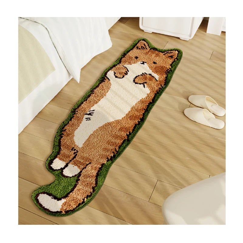 Cute Cat Non-slip Easy to Clean Long Velvet Soft Door Mat Bathroom Mat Living Room Carpet