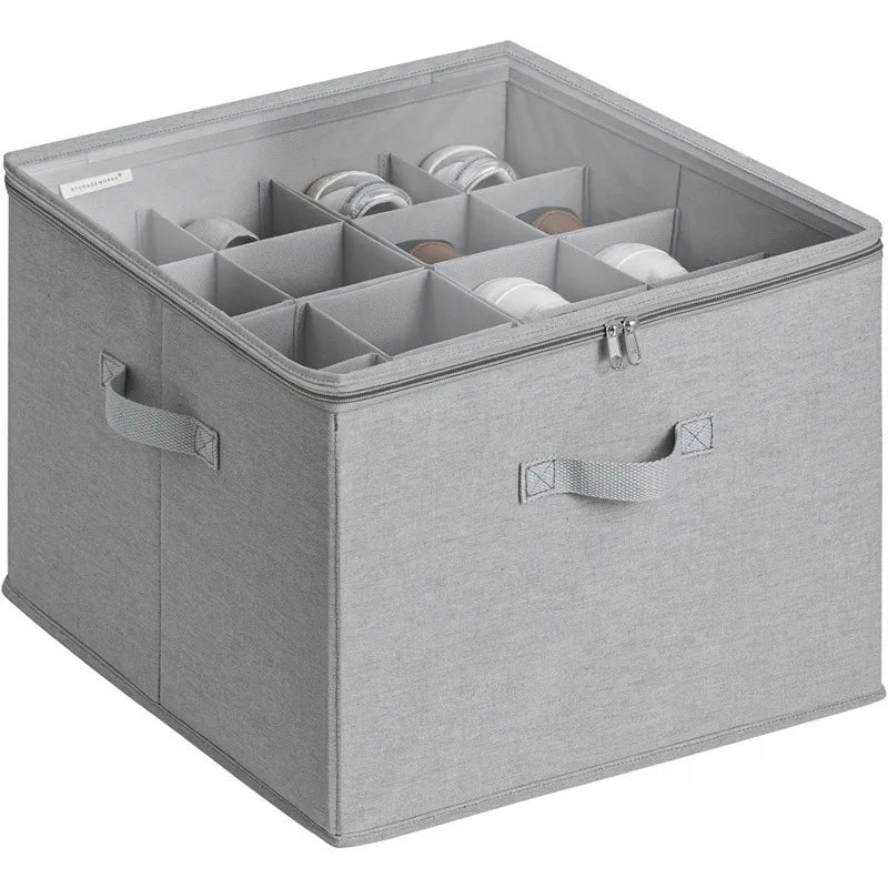 Custom Logo Foldable Fabric Shoe Organizer Closet Fabric Shoe Storage Box With Pvc Lid