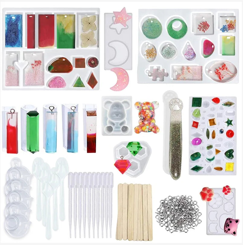 144 Pcs Silicon Molds for Resin Jewelry Tools Set for DIY Jewelry Decoration Craft Making Kit Chocolate Silicone Mold