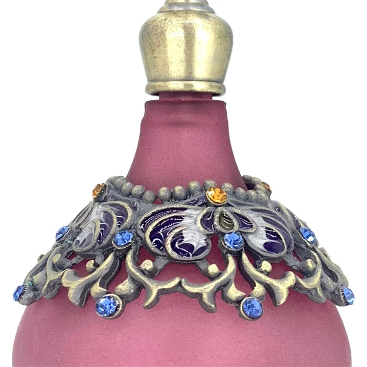 25ml Antiqued Vintage Craft Gift Home Decoration Metal Alloy Perfume Bottle Retro Arab Empty Glass Essential Oil Glass Bottle