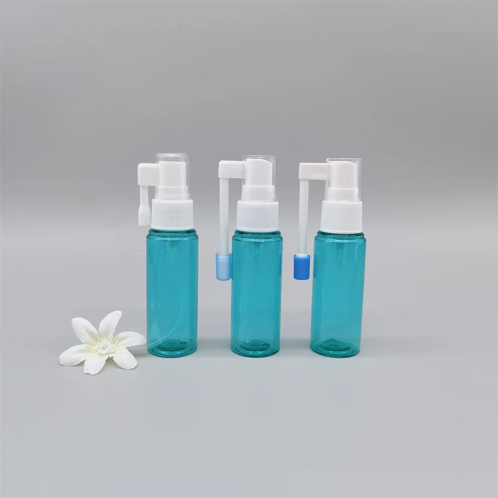 Empty Blue 30ml Plastic Oral Nasal Throat Mist Spray Bottle With Dust Cap for Personal Care Packaging
