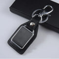 Custom Logo Stainless Steel UV Printing Leather Vintage Car Key Ring Keychain Black Lightweight