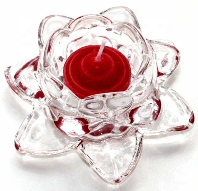 Crystal Glass Lotus Flower Candle Holders Home Decor Big Tealight Candle Stand Holder Candlestick Decor