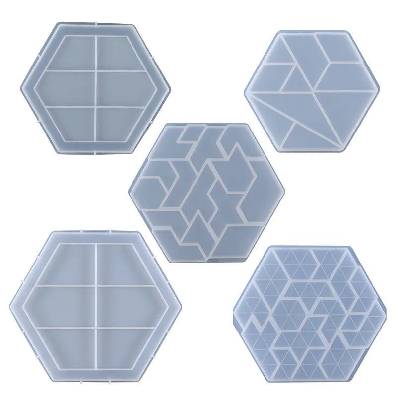 C-0413 DIY crystal glue dropping mould hexagonal jigsaw puzzle family ornaments silica gel mould