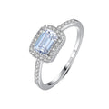 CZCITY Elegant Sterling Silver Engagement Women Rings 925 Stackable Silver Women Square Stone With Tiny CZ Ring Jewelry