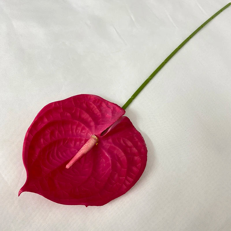 Multicolor-Rose Red Modern Style Artificial Flower Wedding Decoration Single Soft Rubber Red Palm