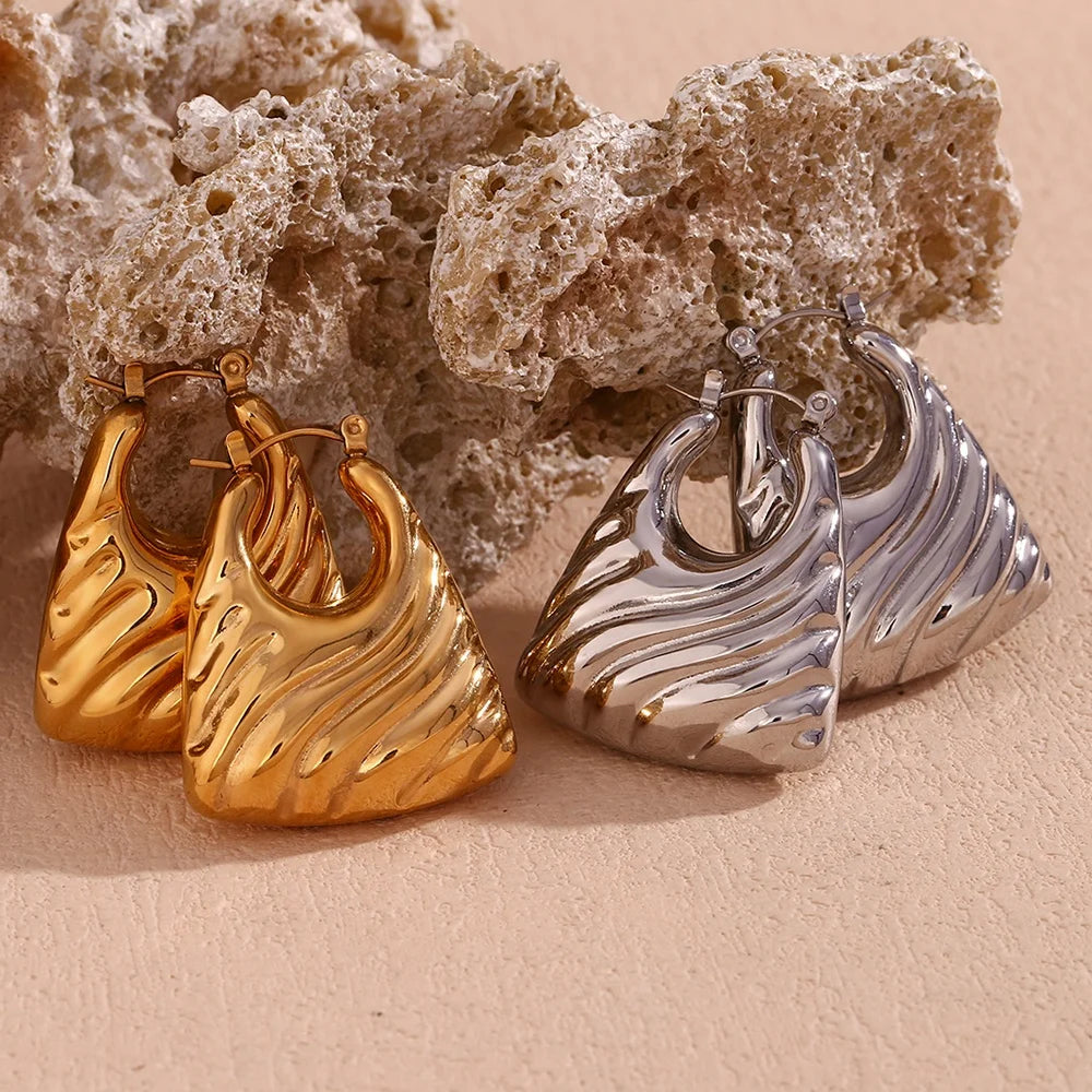 Hollow Handbag Hoop Earrings Stainless Steel Wholesale Gold Plated Jewelry Women Earrings